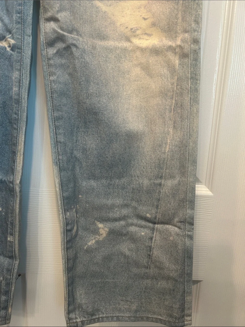 POINT SUR x J.CREW Collaboration Printed-On Distressed Loose Straight Jeans
